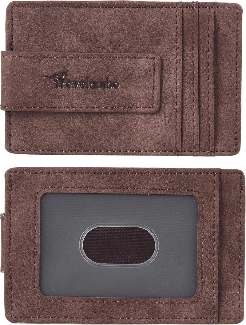 Travelambo Money Clip for Men Magnetic Front Pocket Wallet Slim Wallet Minimalist Card Holder RFID Blocking (Coffee) - Image 3